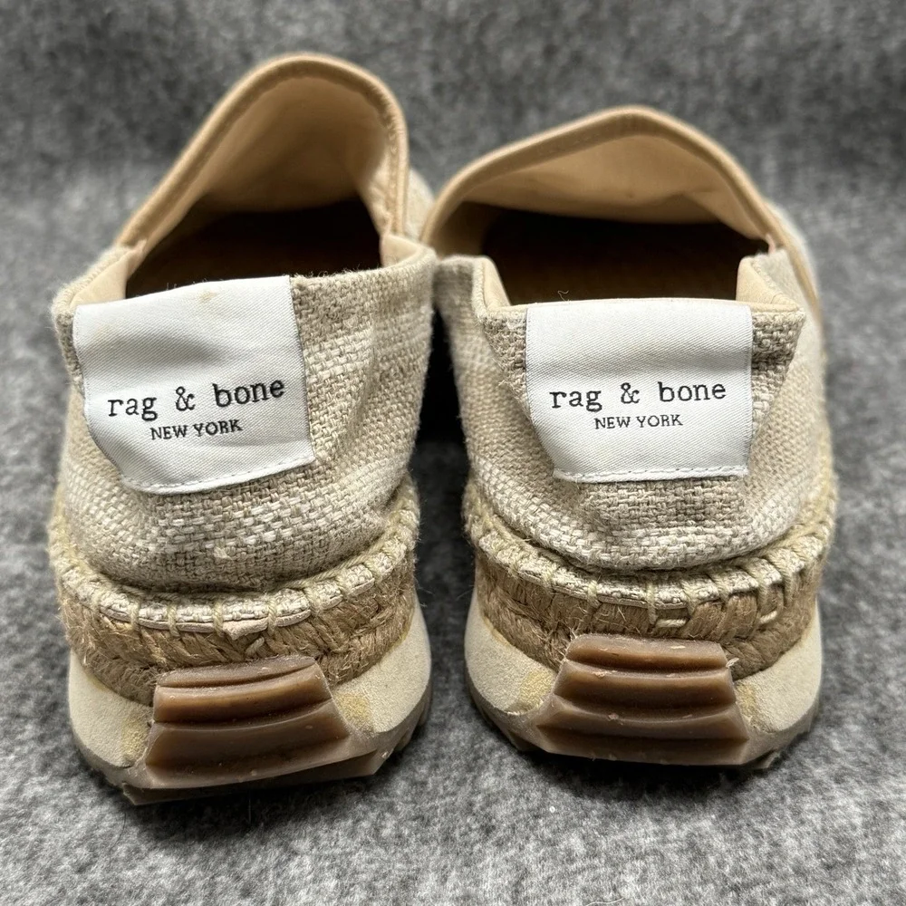 Rag And Bone New York Espadrille Flats Womens Size 39.5 Beige Woven Slip On